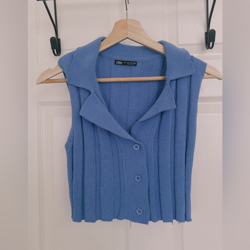 Zara Light Blue Knit Top